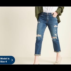 Old Navy Mid Rise Distressed Boyfriend Jeans